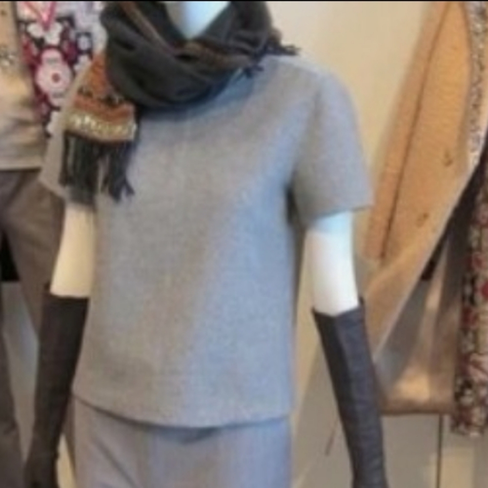 J. Crew Double Faced Cashmere Light Gray Short Sleeve Sweater - Picture 6 of 6